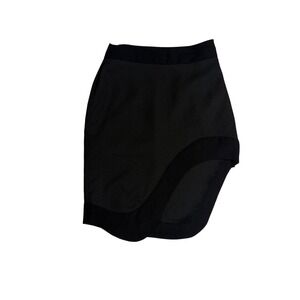 BLQ Women Black Asymmetric Cutout Mini Skirt Size 0 Side Zip Avant Garde Chic
